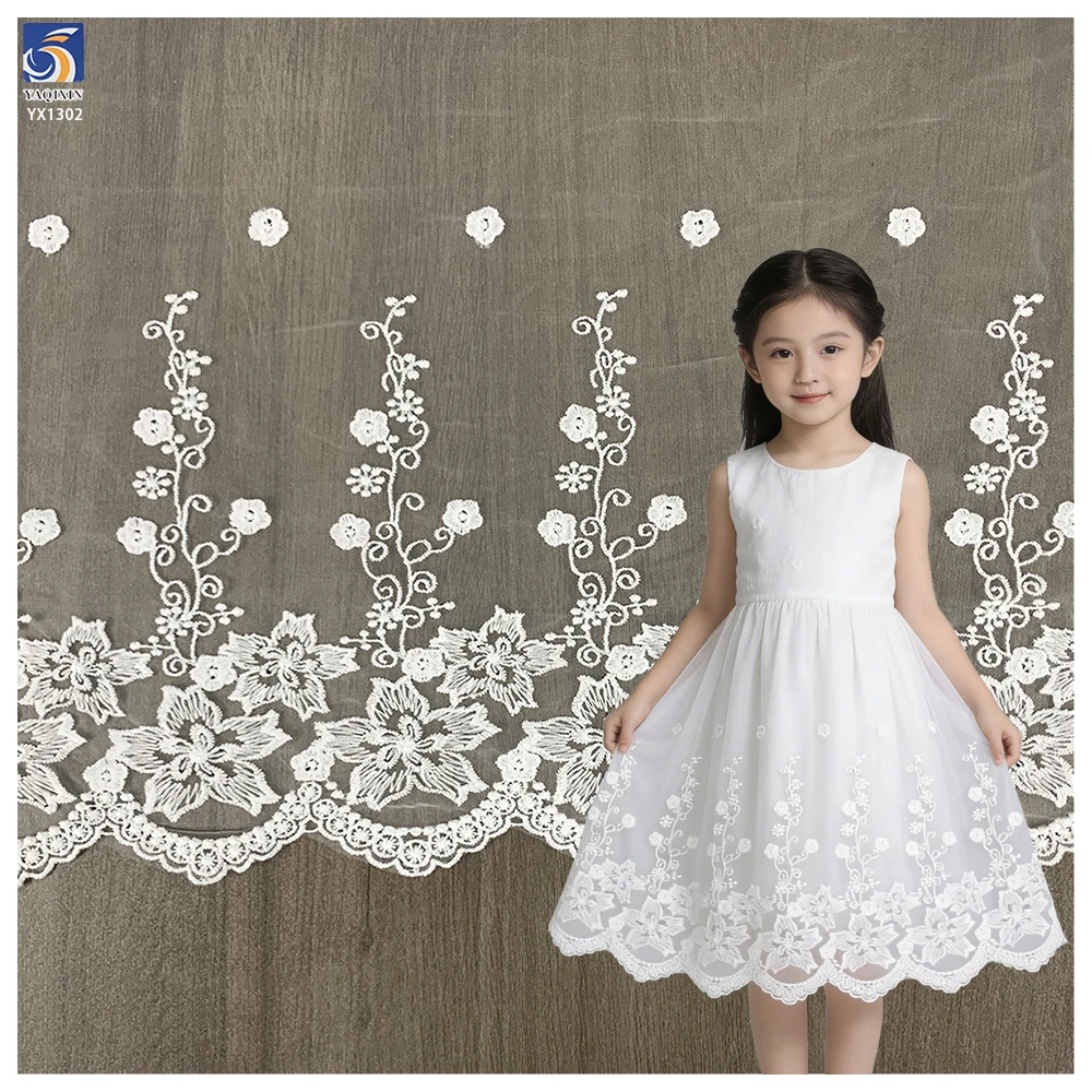 YX1302 Competitive and Inexpensive Thin Polyester White Water-Soluble Lace Embroidery Fabric 15 Yards for Girl Chinese