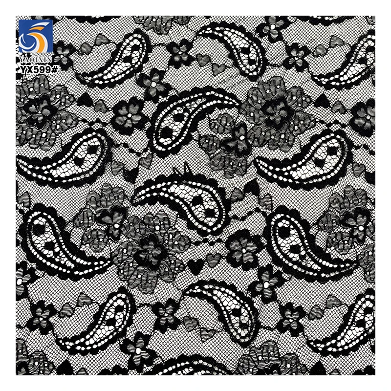 YX599 Hot Selling Popular White Mesh Chantilly Lace Fabric French Polyester Florals Bridal Soft Chantilly Lace Fabric - 图片 5