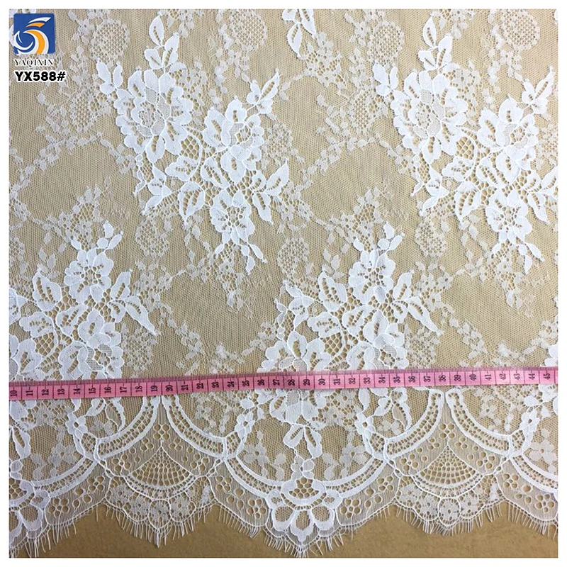 YX588 China Manufacturer Wholesale 150CM*300CM 60gsm Nylon Eyelash Lace Fabrics for Garment and Wedding - 图片 4