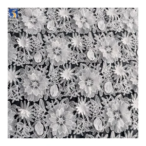 YX923 New Arrivals Applique Full-Length Embroidery Lace Fabrics Polyester 3D Flowers Water Soluble White Lace Fabric - 100%...