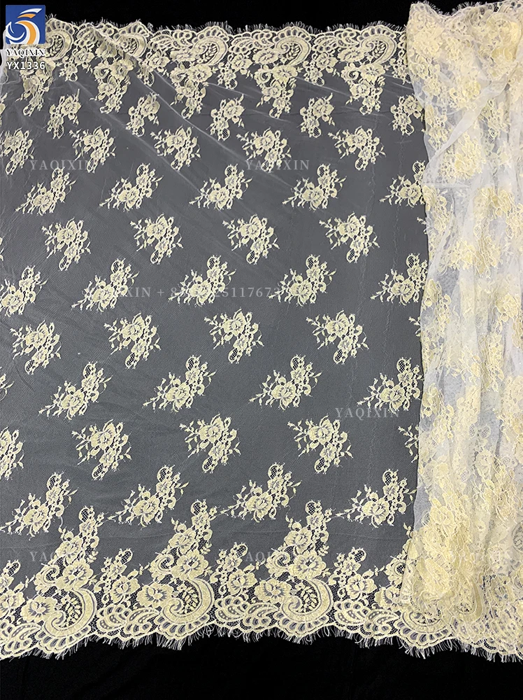YX1336 3m*1.5m New Product Launch 2026 Eyelash Lace Fabric Gold Thread Mesh Tulle Lace Embroidered Fabric for Garment - 图片 3