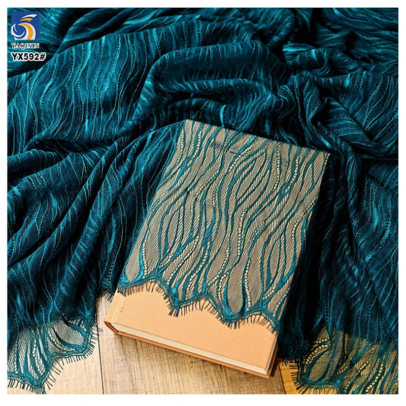 YX592 Latest Design Trends Eyelash Lace Fabric Multi-Color Custom Woman Wedding Dress Lace Veil Eyelash Lace Fabric - 图片 4