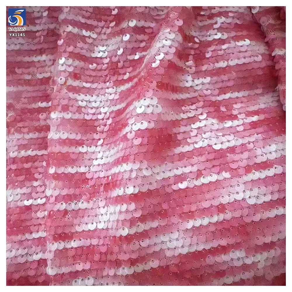YX1145 Tie-Dye Sequins Fabric 2026 New Digital Printing 400gsm 5mm Reversible Sequin Embroidery Fabric for Women's Dress - 图片 6