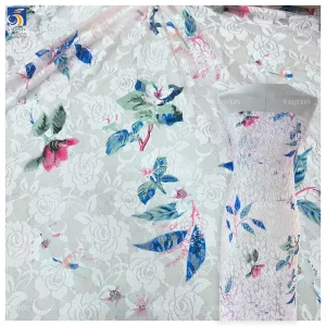 YX1232 2 Yards Color Digital Printing Large Rose Flowers Lace Fabrics Embroidered French Dress Chantilly Lace Fabric 2026 New