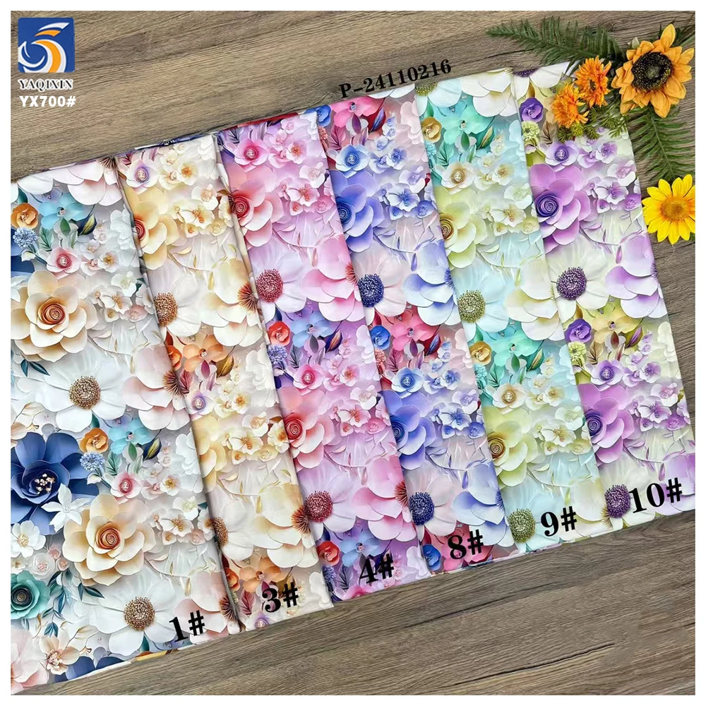 YX700 High Definition 3D Digital Print Florals Fabric 110gsm Colored Flowers Chiffon Printing Fabric for Garments - 图片 5