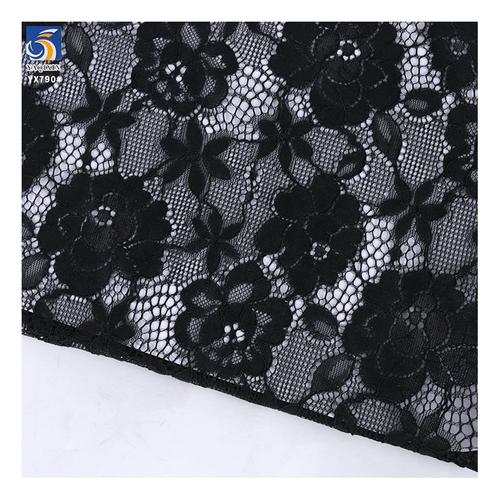 YX790 Women's Lace Dress 120gsm Heavy Luxury Bone Silk Cotton Strand 70 Nylon 30 Cotton Woven Chantilly Eyelash Lace Fabric - 图片 4