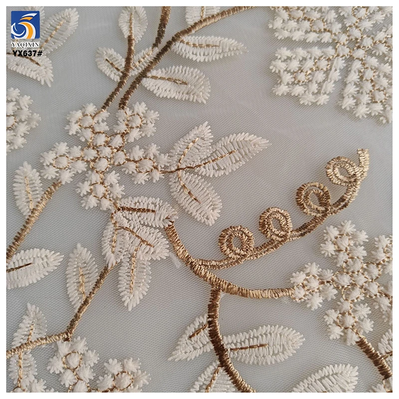 YX637 New Fashion Computer Embroidery Polyester Mesh Fabric Women's Skirt Embroidery Fabric Tulle - 图片 6