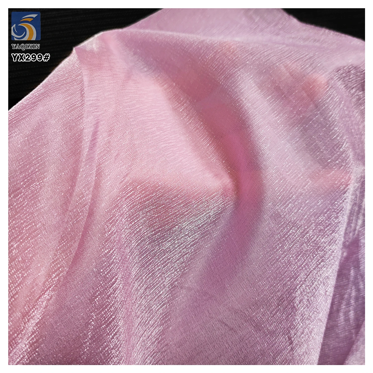 YX299 High Quality Polyester Textured Organza Lustrous Thick Wrinkled Crinkled Organza Fabric for Horse Face Skirt - 图片 5