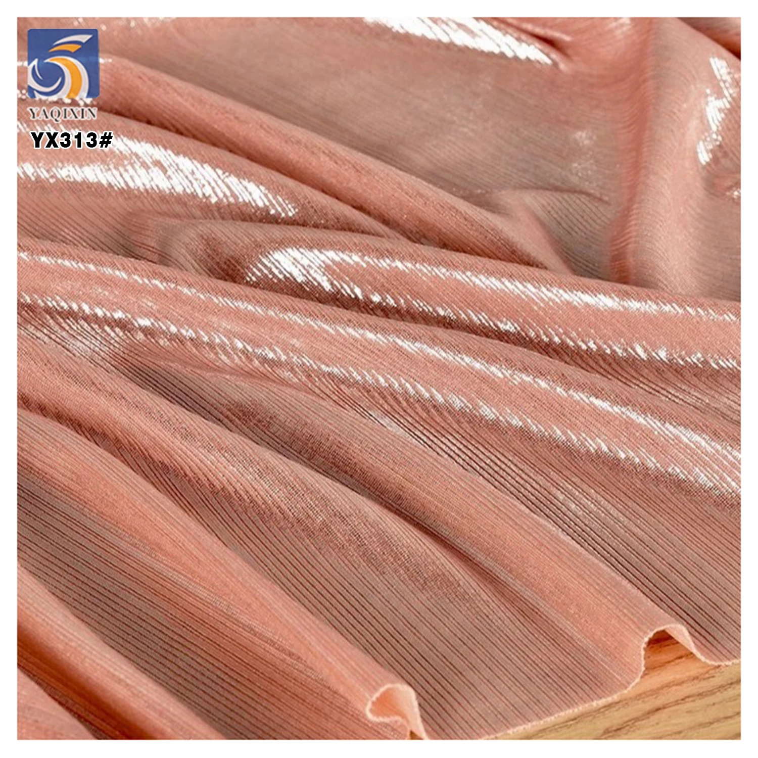YX313 95 Polyester 5 Spandex Stretch Jacquard Knitted Stripes Fabric Fashion Beauty Skirts Lurex Moonlight Knit Fabric - 图片 3