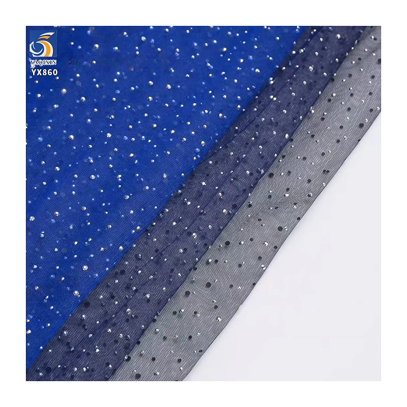 YX860 Ready-made Wholesale China Glass Diamond Glitter Tulle Fabric Mesh Fabric With Sparkling Diamonds for Wedding - 图片 6