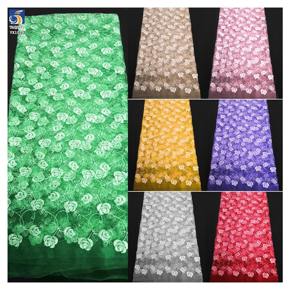 YX1018 2026 Latest Design Polyester Roses Flowers China Embroidery Fabric Poly Mesh Fabrics for Home Textiles and Clothing - 图片 2
