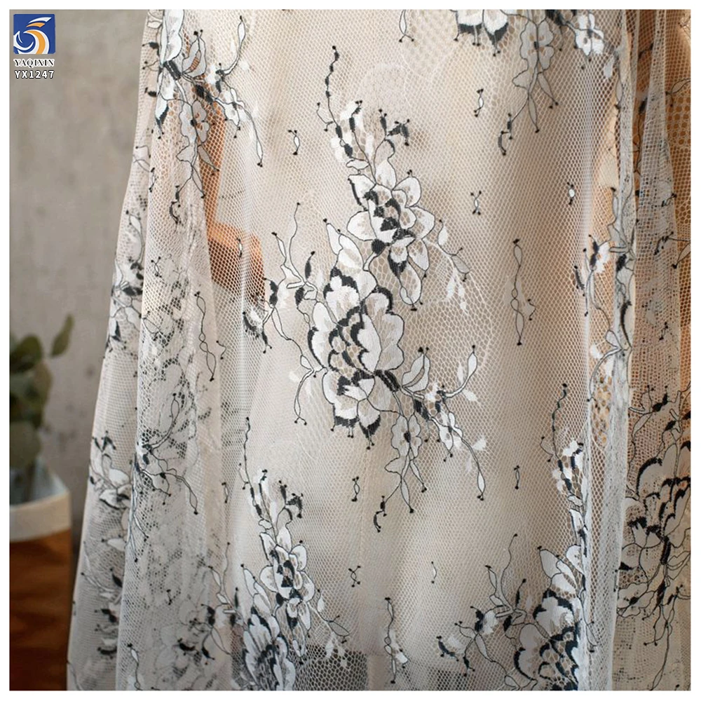 YX1247 New Two-Tone Polyester Crochet Lace Trim Customized White and Blue Mix Eyelash Lace Trim for Clothing Decoration - 图片 6