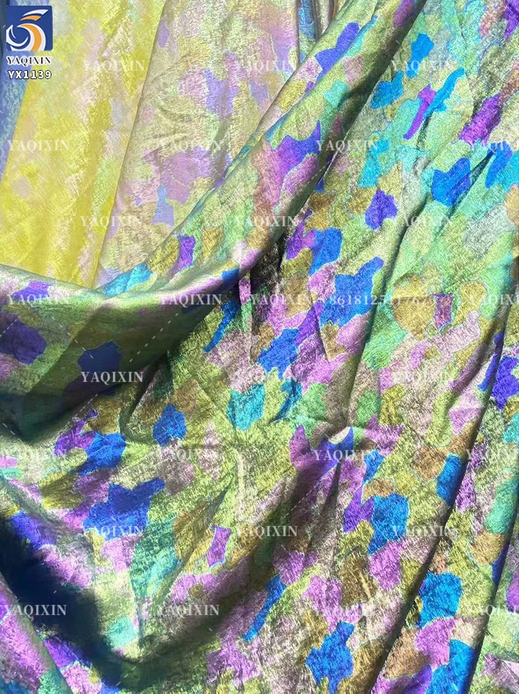YX1139 New Tie-Dye Style Xiangyunsha Organza Fabric Polyester Gold Hot Stamping Cloud Print Organza Fabric for Fashion Dress - 图片 3