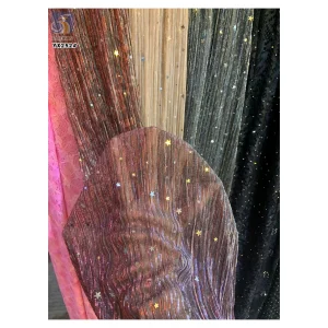 YX252 Luxurious New Design 100%Polyester Rib Knitted Glitter Lurex Fabric With Star and Moon Sequin Embroidery