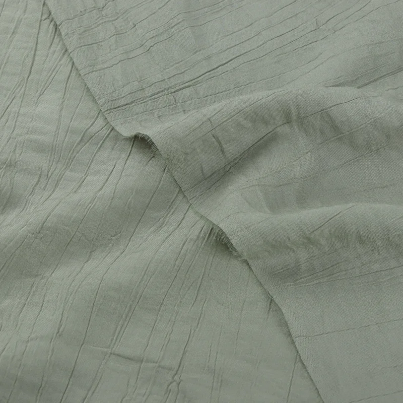 YX845 130gsm High Quality Density 80% Cotton 20% Nylon Soft Thickened Wrinkled Chiffon Fabric Crepe for Clothing - 图片 6
