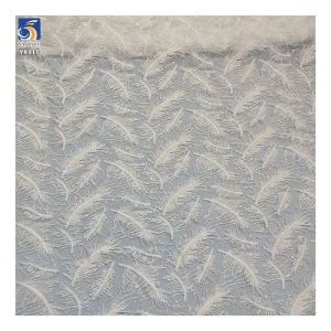 YX915 Multicolor Wholesale 3D White Feathers Lace Tulle Fabric 100 Polyester Milk Silk Embroidery Lace Fabric With Sequins...