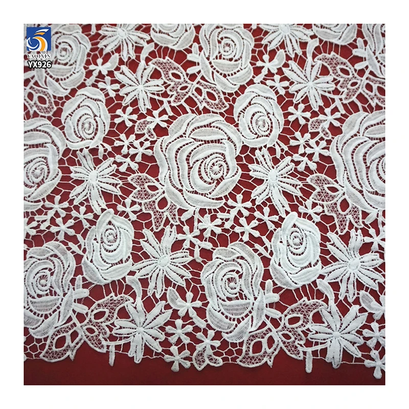 YX926 130gsm Purple Polyester Milk Silk Water-Soluble Embroidery Lace Fabric Flower Lace Fabrics for Woman Skirts - 图片 3