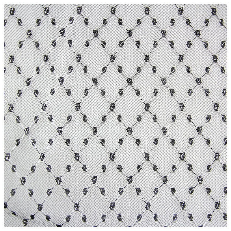 Guangzhou Factory Direct Sales High Quality Sexy Underwear Mesh Lace Fabric Check Jacquard Tulle Fabric - 图片 4
