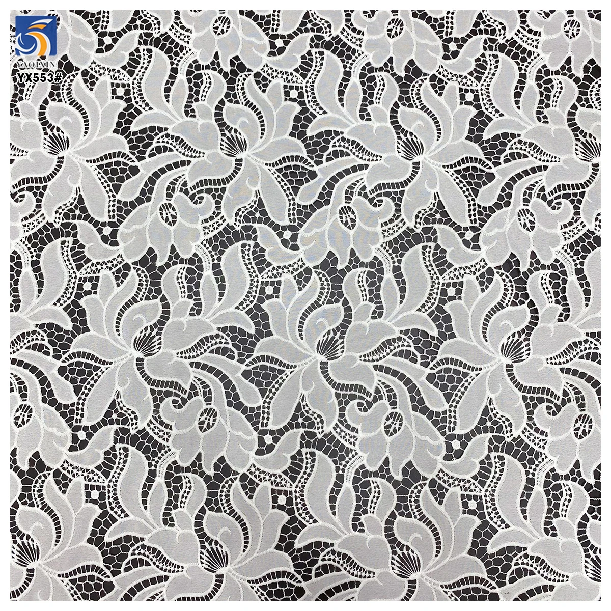 YX553 High Quality Width 130cm Milk Silk Net Lace Embroidered Fabric White 100 Polyester Laser Embroidery Fabric - 图片 6