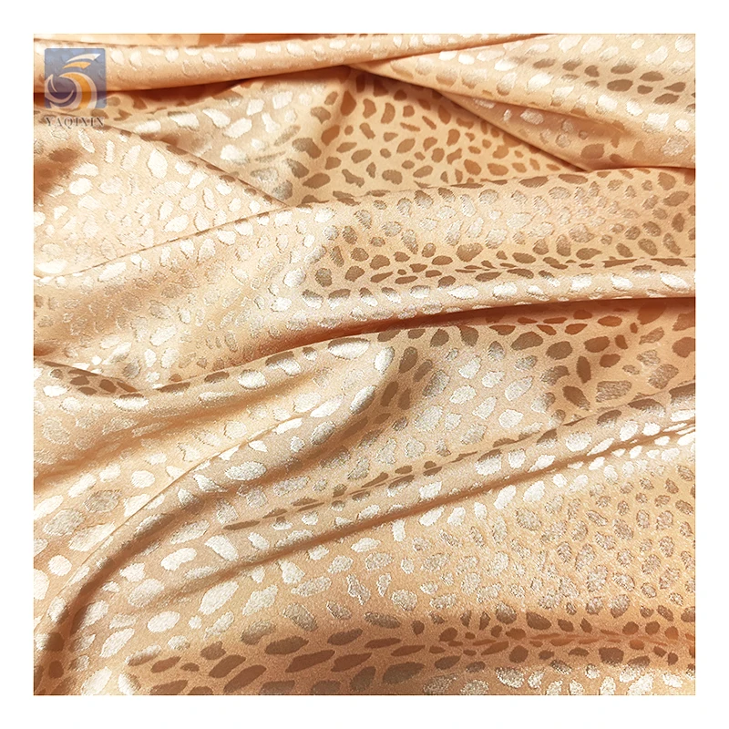 DMF003 Retro Luxury Jacquard Satin Leopard Print Fabric for Clothing - 图片 4