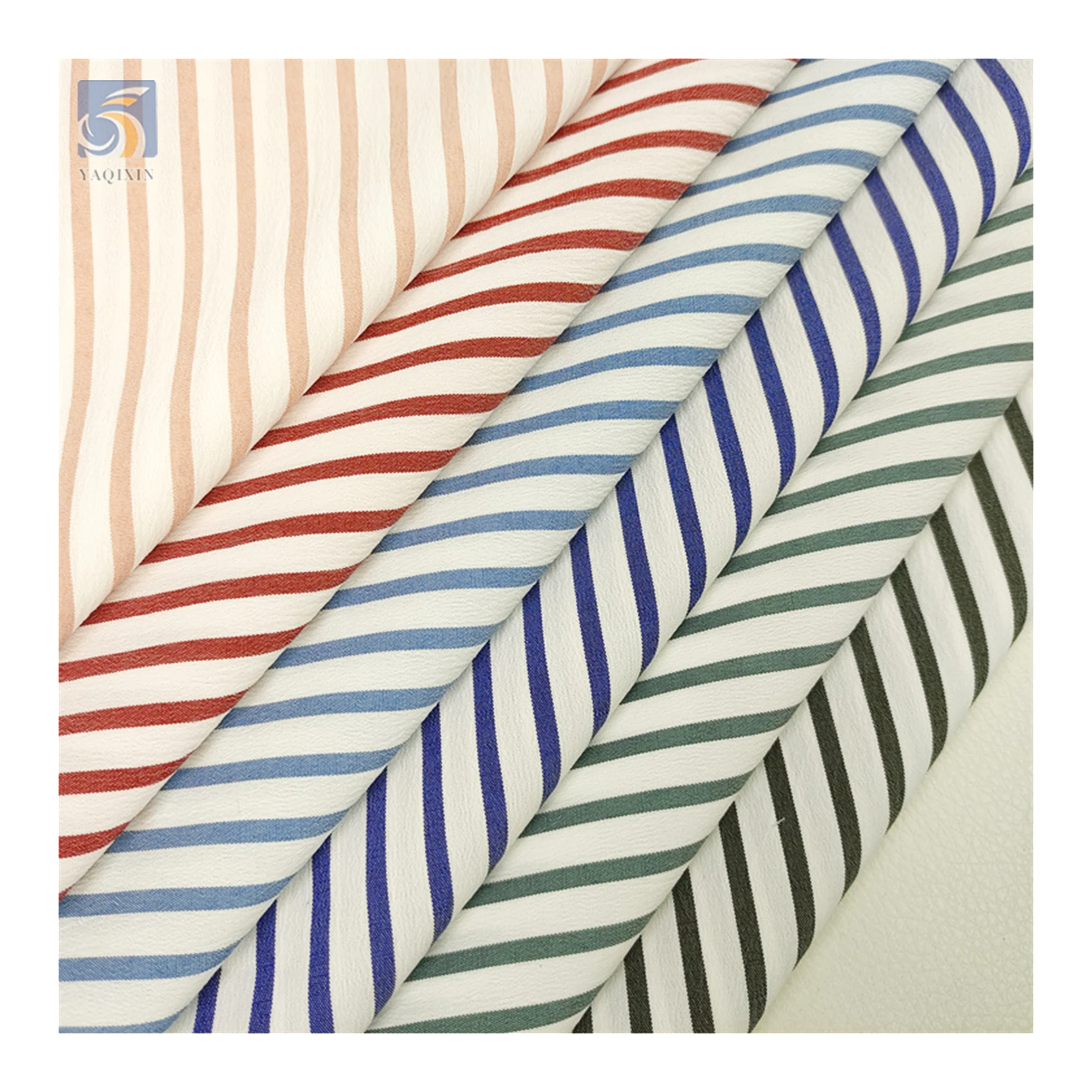 YLD025 High Quality 5mm Width Stretch Stripe Fabric Material Polyester Spandex Yarn Dyed Wrinkle Striped Fabric - 图片 6