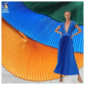 YX152 Wholesale Price By The Yards 120 gsm Glossy Shiny Pleated Accordion Satin Fabric