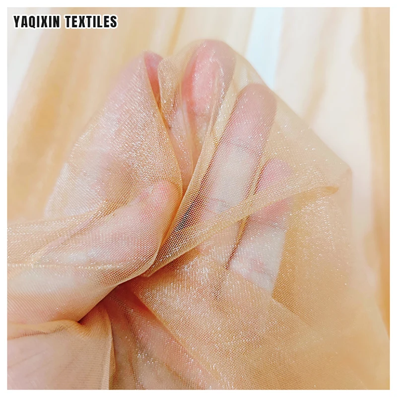 YS-001 Shimmer Mesh Illusion Nylon Tulle Fabric for Wedding Veil Soft Stretch Tulle Fabric Knitted Ivory Custom Lightweight - 图片 6