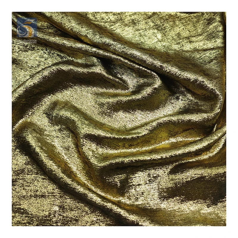 Luxury Glossy Shiny Satin Velvet Fabric for Party Dress Gold Silver Foil Shining Polyester Velvet Chiffon Fabric - 图片 5