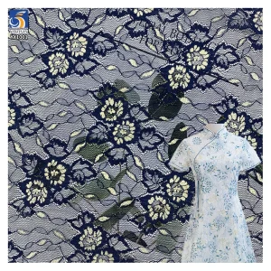 YX1001 50gsm Gold-Thread Peony Flowers Jacquard Mesh Lace Fabric 100% Nylon Lace Jacquard Tulle Chantilly Lace Fabrics
