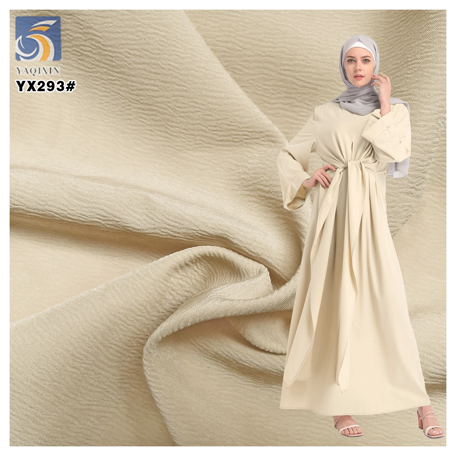 YX293 125g 95%Polyester 5%Spandex Wrinkled 4-way Stretch Voile Chiffon Fabric Crepe Premium Chiffon Muslim Abaya for Garments
