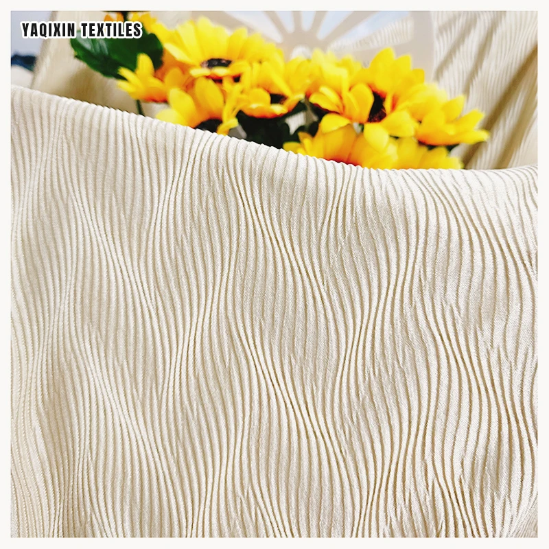 Ivory 120gsm Polyester Crinkle Crepe Fabric for Dress 2024 New Duchess Dubai Abaya Chiffon Satin Fabric by Meters - 图片 3