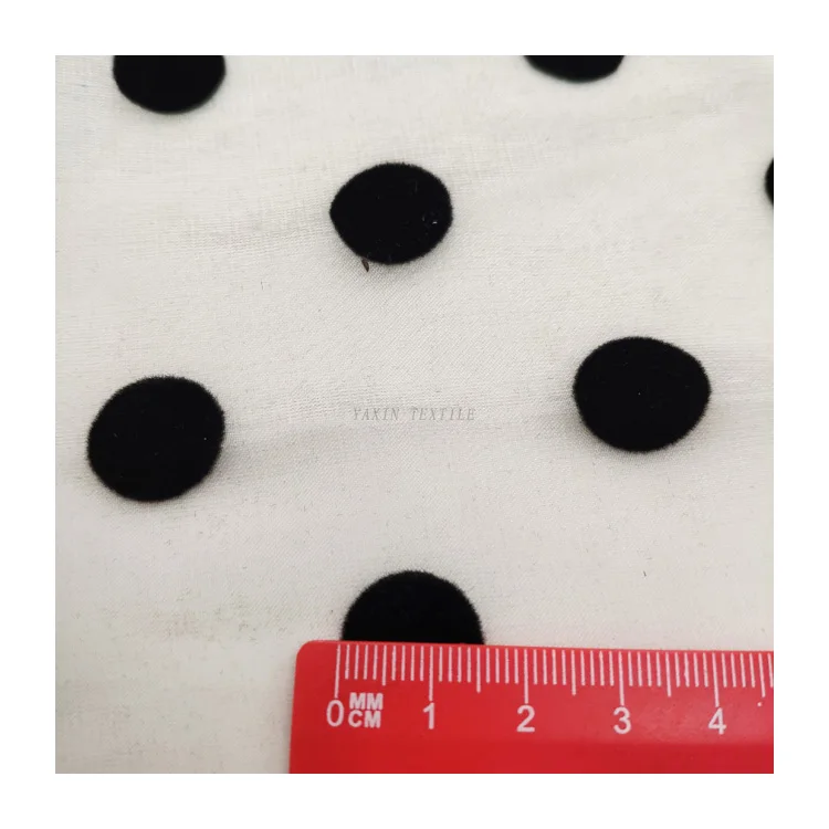 Guangzhou Manufacturer Wholesale Price White 100 Polyester Flocked Black Polka Dot Organza Fabric - 图片 5