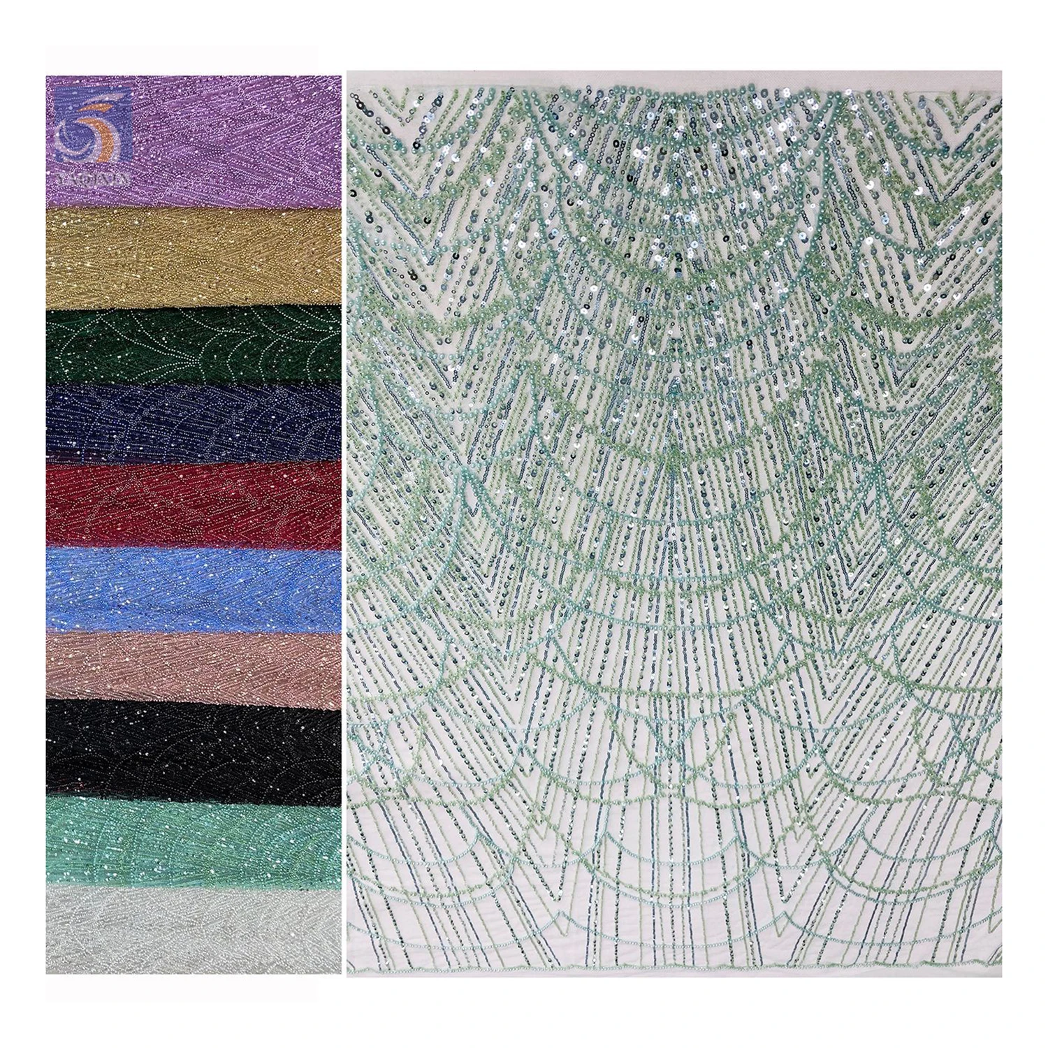Luxury Lace Fabric 2024 Novel Design Golden Supplier Sequence Sequin Shiny Glitter Crystal Lace Fabric for French - 图片 5