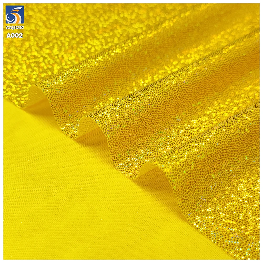 A002-1 Fashionable Fabrics Bikini Stage Costume Clothing Golden Green Lurex Laser Foil Glitter Shiny Knitted Fabrics - 图片 4