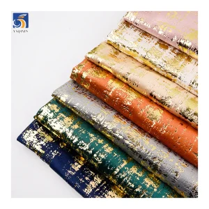 YX788 UK 100% Polyester Gold Stamping Print Velvet Fabric for Sofa 180gsm Anti-Static Bronze Knit Sofa Fabric