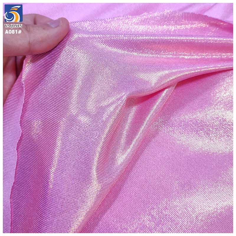 Wholesale Lurex 190gsm Polyester Spandex Stretch Soft Bronzing Foil Knit Fabric for Stage Clothing Reflective Fabric - 图片 4
