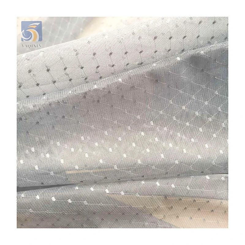 High Quality Polyester Mesh Jacquard Swiss Dots Fabric Vintage Veiling Fabric Bridal White Veil Tulle Fabric - 图片 6