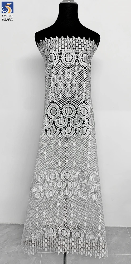 YX237 High Quality African 100% Cotton Polish Men Fabric Lace Dry Swiss Voile Lace Fabric Wedding - 图片 5