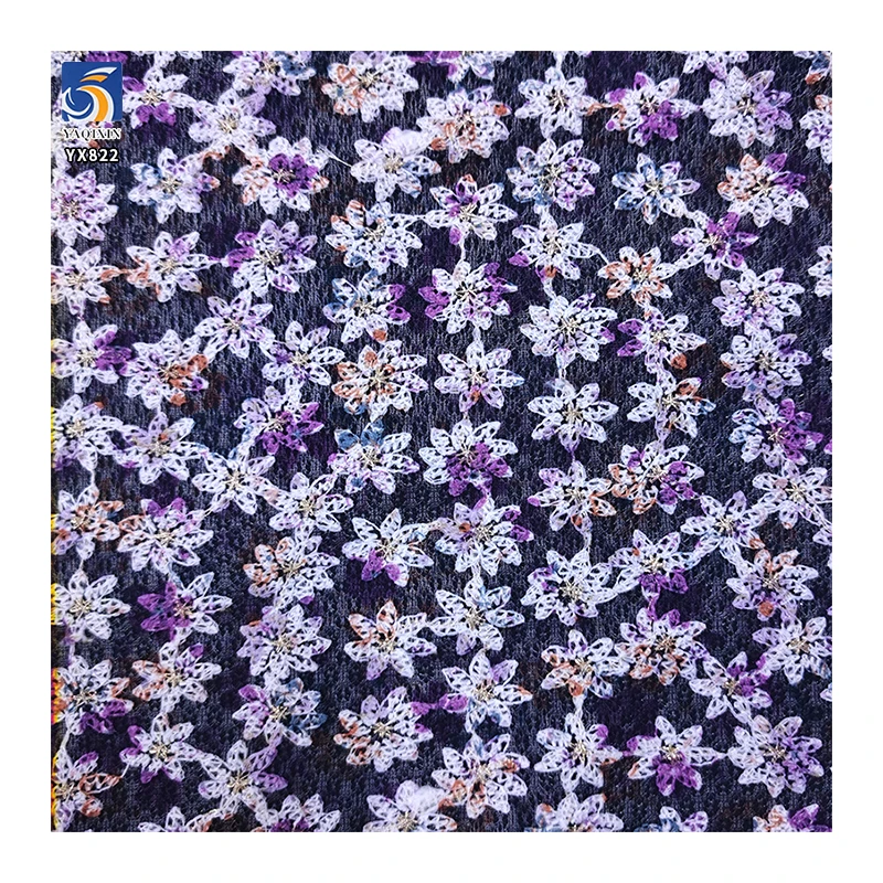 YX822 Latest Exclusive Designs Tulle Embroidery Printing Colorful Flowers Mesh Fabric 3D for Fashion Beautiful Skirt - 图片 6