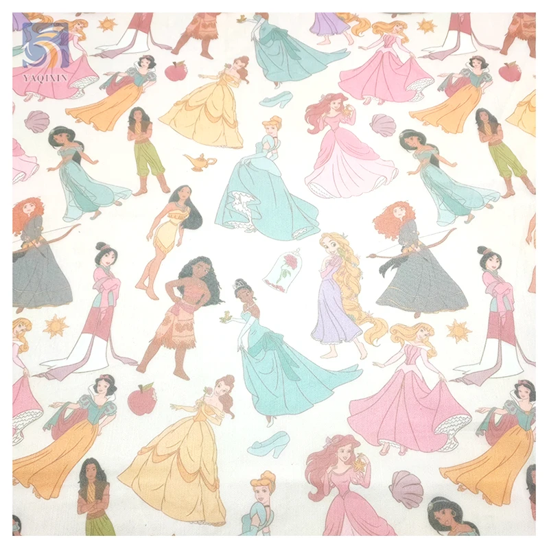 YX2095-1 Soft Tulle Custom Printed Princess Pattern European and American Children's Fabric - 图片 2