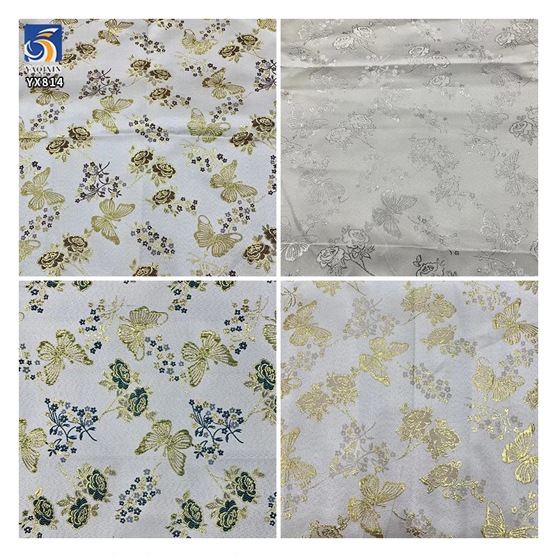 YX814 200gsm Luxury Style 60% Polyester 40% Cotton Butterfly and Flower Design Jacquard Brocade Fabric for African Dress - 图片 6