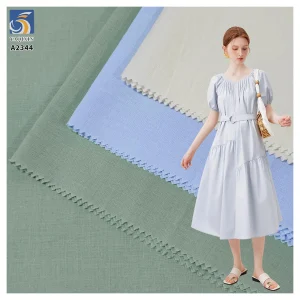 A2344 High Quality 90gsm 60s 110*110 Plain Poplin Washed Light Cotton Fabric 100% Cotton Shirt Dress Fabric