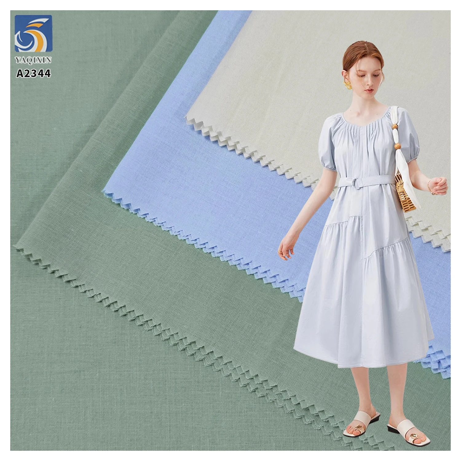 A2344 High Quality 90gsm 60s 110*110 Plain Poplin Washed Light Cotton Fabric 100% Cotton Shirt Dress Fabric