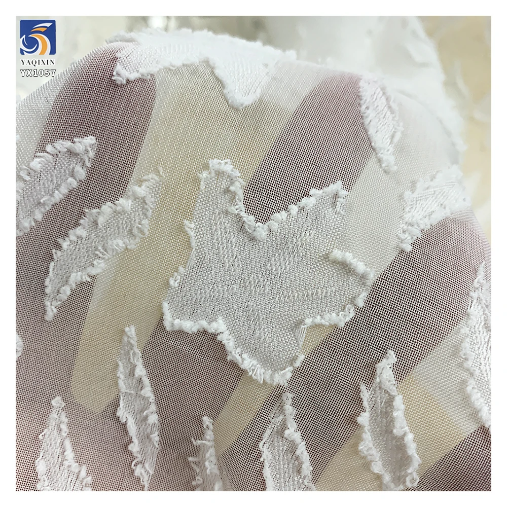 YX1057 150cm 120g Lightweight Burnout Chiffon Jacquard Fabric Soft Sheer Wicker Plum Mesh Fabric for Women Dress Blouse Garment