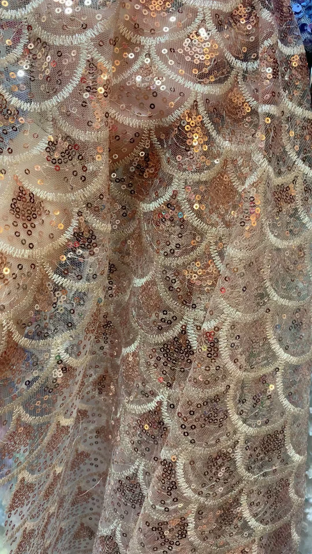 YX337 New Double-Layer Sequined Fabric Fishtail Mermaid Net Sequined Fantasy Fish Scale Fabric for Dress - 图片 5