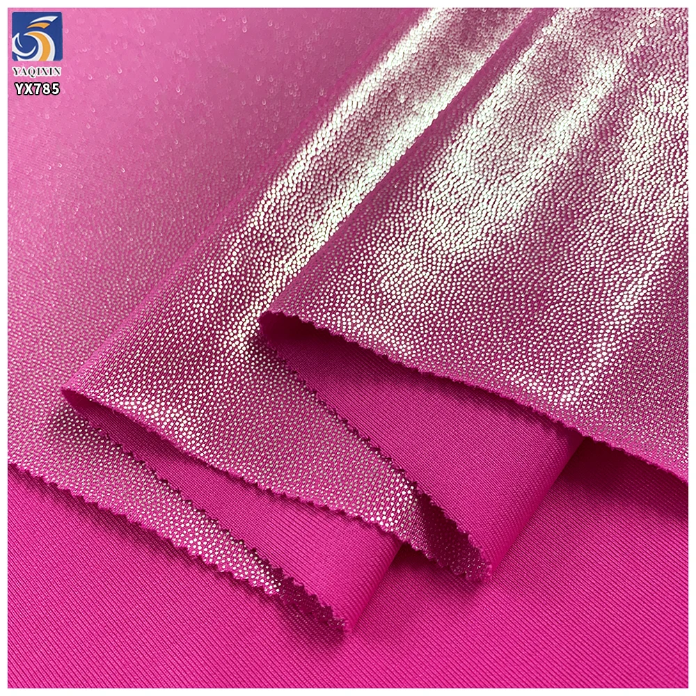 YX785-1 Fashionable Bikini Clothing Foil Printing Shiny Knitted Fabric 4 Way Stretch Swimwear Nylon Spandex Fabric - 图片 4