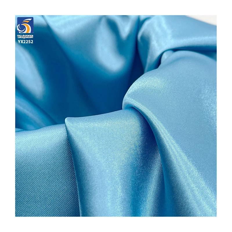 YX92# Malay Oily Glossy Dark Blue Silky Satin Fabric Charmeuse Polyester Duchess Satin Fabric for Pajamas Dress - 图片 3