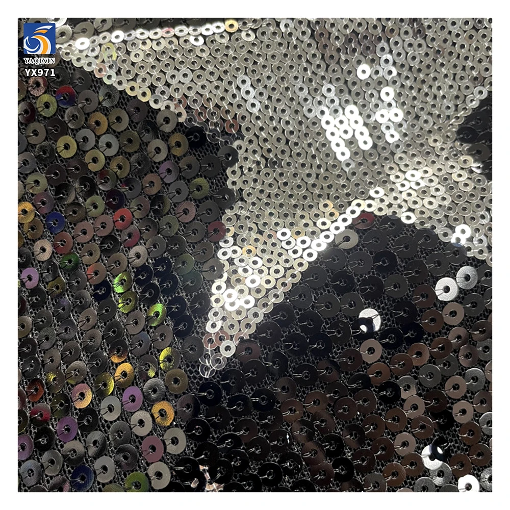 YX971 130cm Large Five-Pointed Star Pattern Sequin Fabric 3+5 cm Fashionable Stage Clothing Stretch Mesh Sequin Fabric - 图片 5