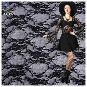 YX286 New Arrivals 2024 Elastic Jacquard Spandex Nylon Black Lace Fabric Sexy Lingerie Swimsuit Lace Fabric