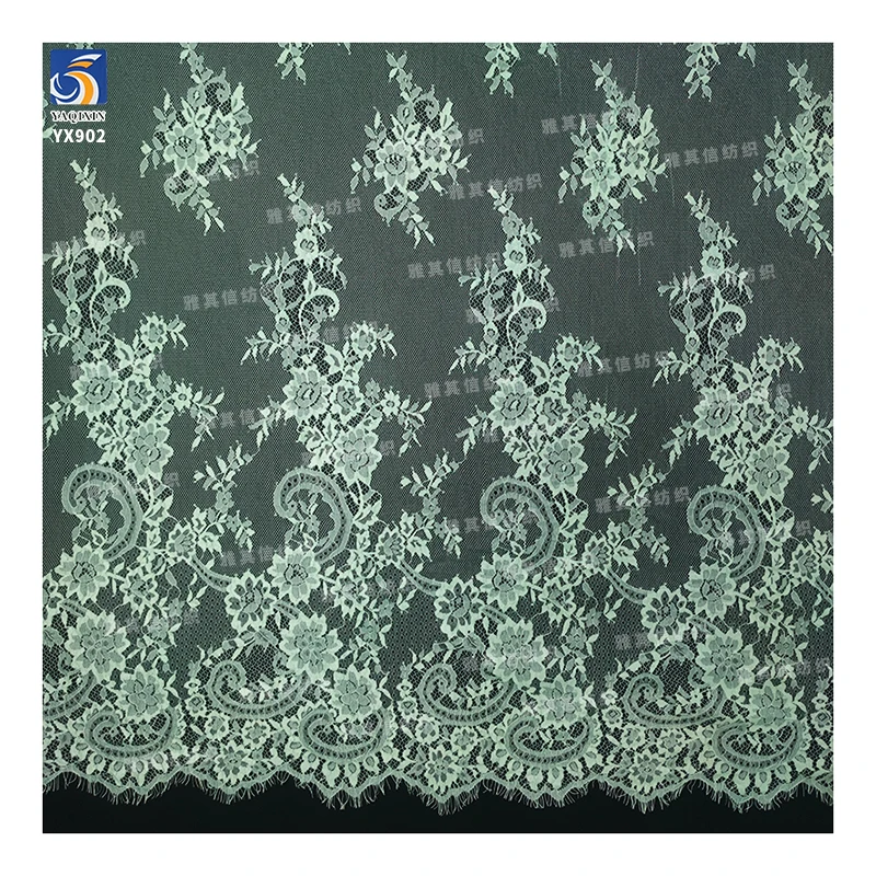 YX902-2 Wholesale Cheap Prices Eyelash Lace Fabric for Clothing Cyan Eyelash Lace Fabric Custom Minimum Order 15 Pieces - 图片 4